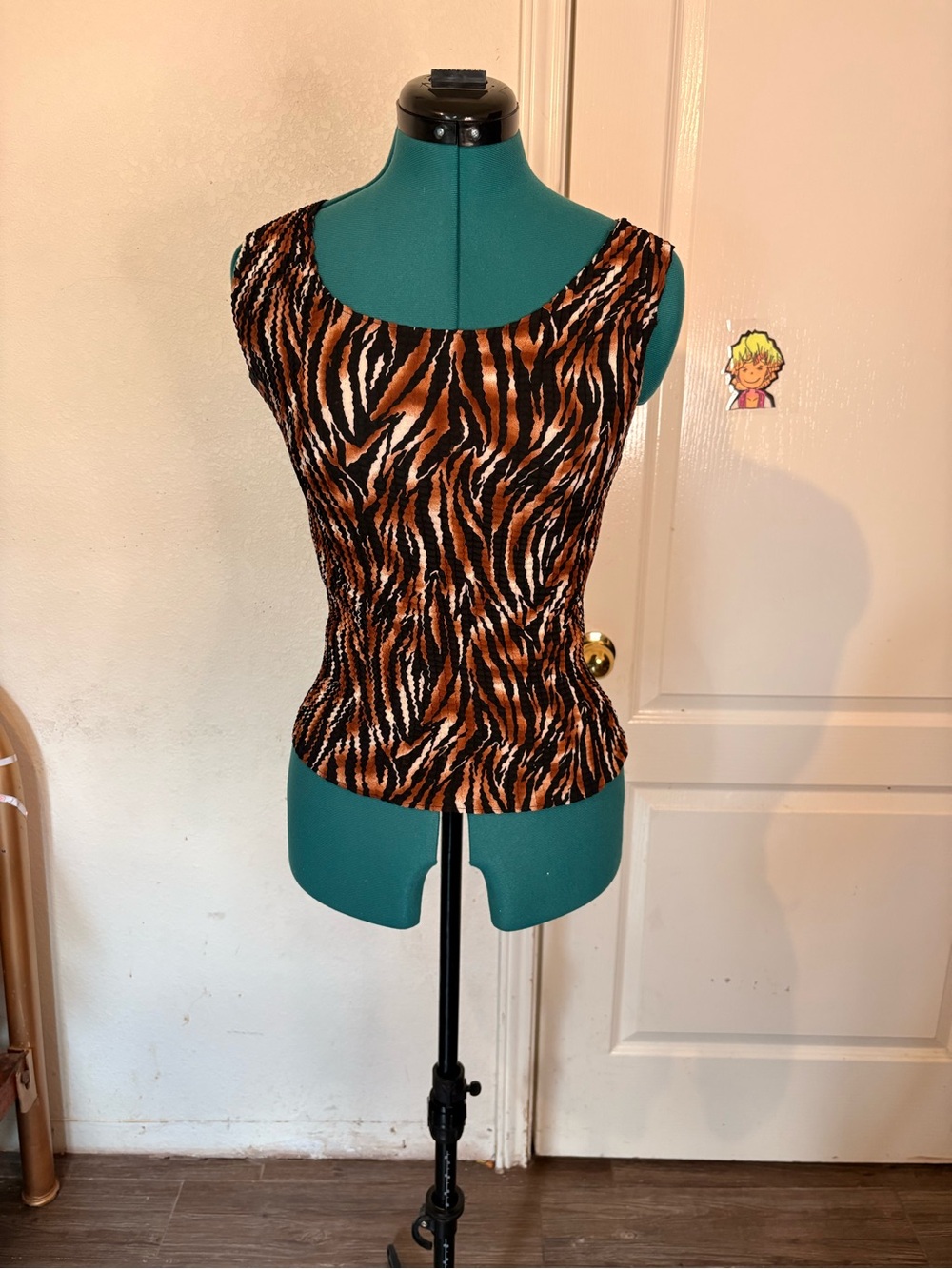 NICOLA Brown and Black Tiger Print Tank Top